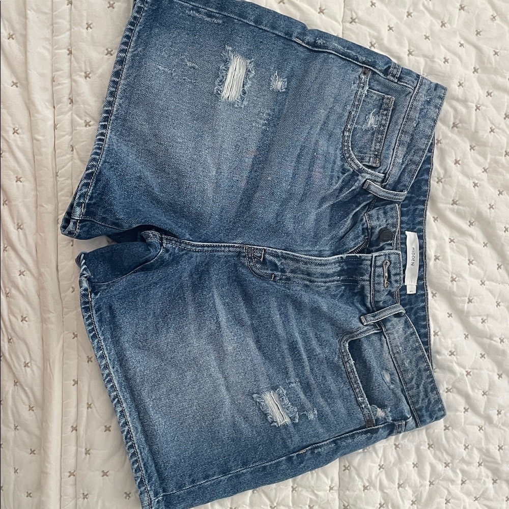 Stylish Distressed Blue Denim Women's Shorts